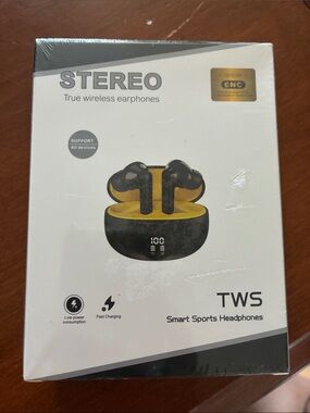 Stereo TWS True Wireless Earphones - Black & Yellow